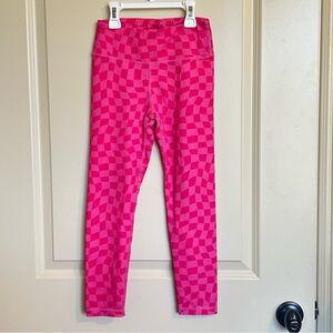 Sz6-7 Hanna Andersson Checker Flag On Pink Flash Leggings